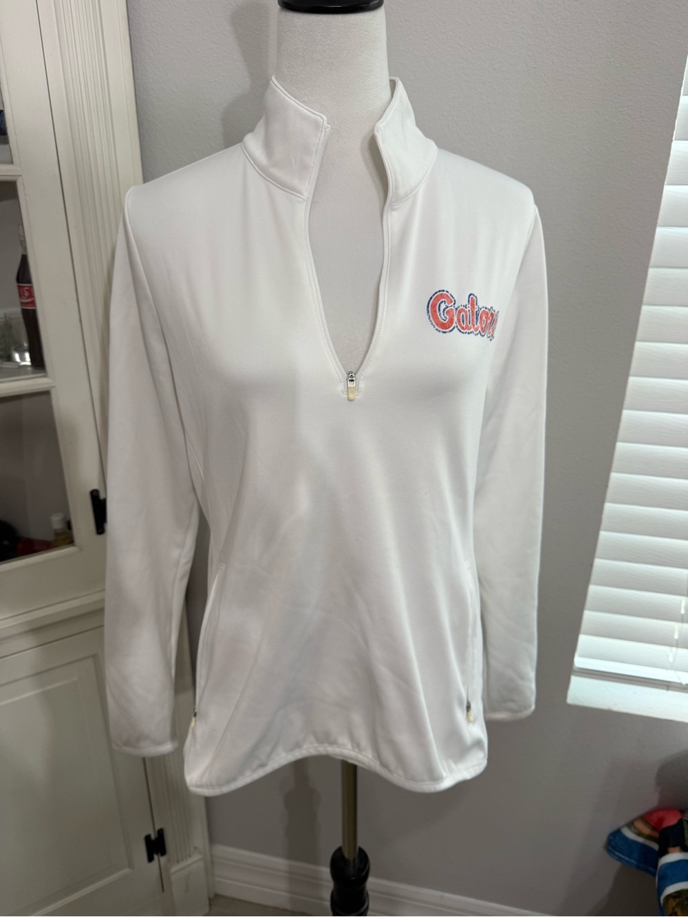 White 1/4 Zip Pullover Top